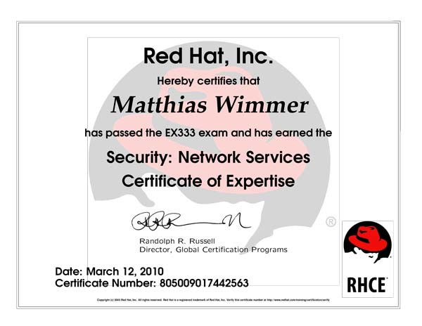 Zertifikat RedHat EX333